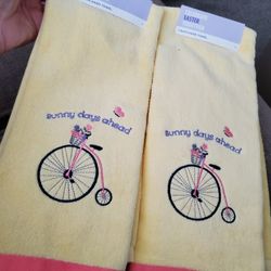 New Bath Hand Towels, X2