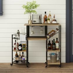 Wine Table Bar Cart Brown/Wood
