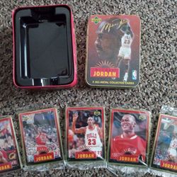 Michael Jordan UPPER DECK 5 ALL METAL COLLECTION CARDS. SEALED. NOT GRADED EXCELLENT CONDITION.