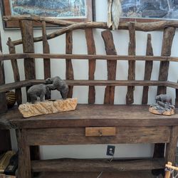 Handmade Rustic Console Table With Drawer 6ft Long 5 1/2ft Tall 2ft Deep