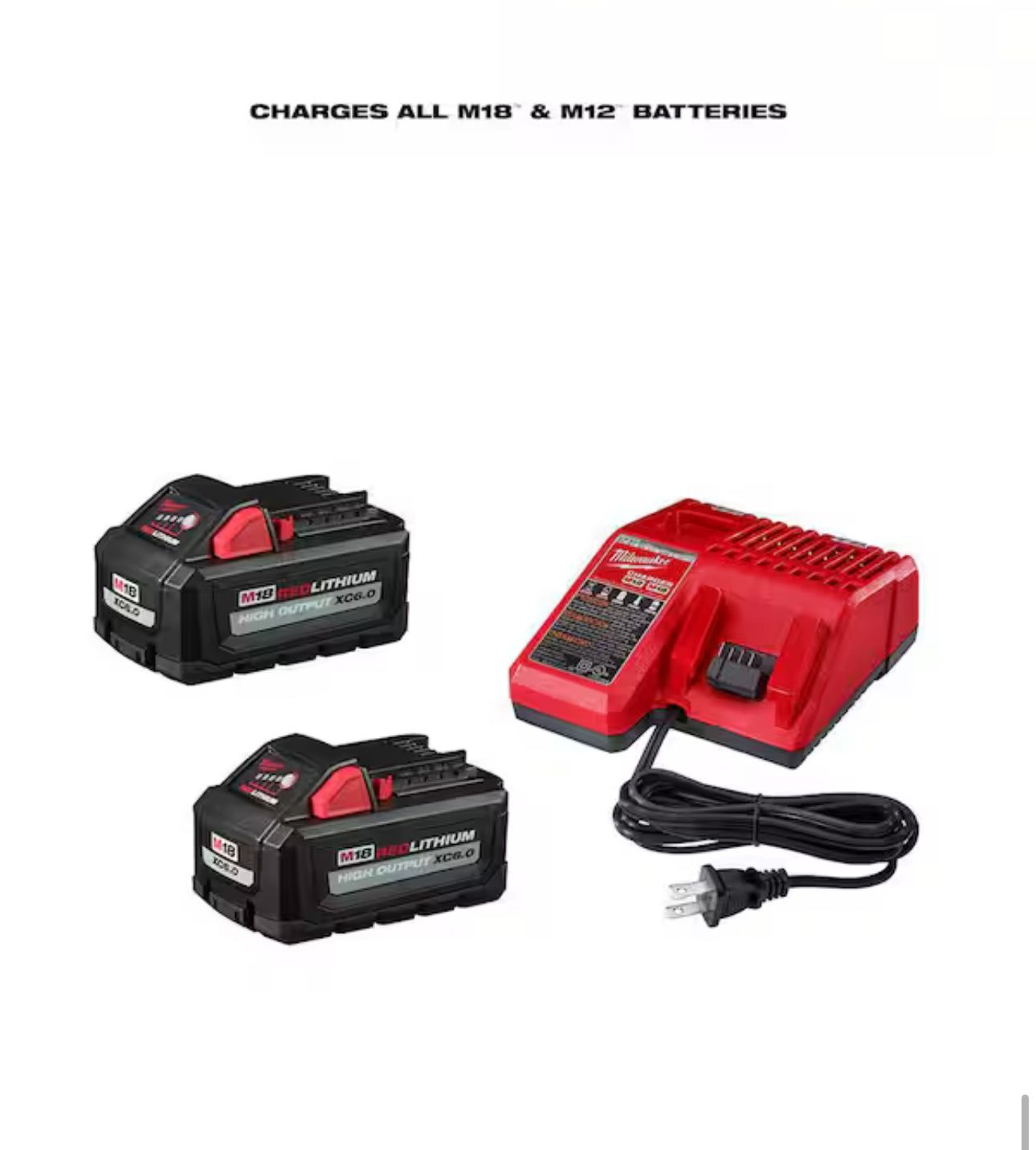 Milwaukee M18 18-Volt Lithium-Ion High Output Starter Kit with Two 6.0 Ah Battery and Charger