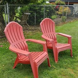 2 Red Resin Adirondack Chairs