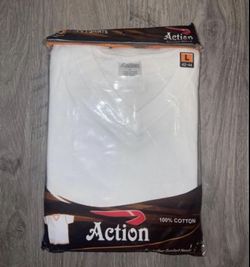 Action Deep V-Neck Undershirt white 100% Cotton 3 pieces