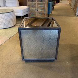 Antiqued Glass Cube End Table