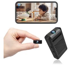 Mini Security Camera, Nanny Cam with 180°Rotating Lens, Free Cloud & SD Storage, 4K WiFi Wireless Surveillance, No WiFi Recording, Motion Detection, A