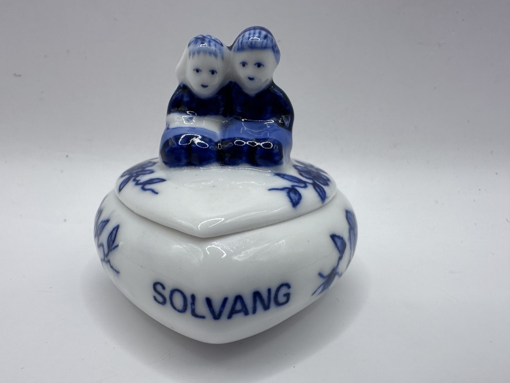 Vintage Holland Delft Heart Trinket Box Solvang