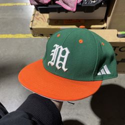 Miami Hurricanes Game Used NCAA Baseball Hat Adidas 7-1/4” Canes