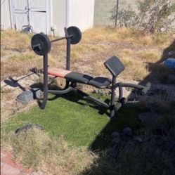 Weight Bench With Bar And Weights