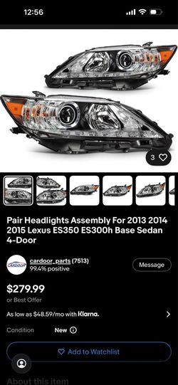 2015 Lexus Es350 Headlights