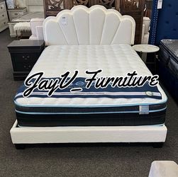 New queen bed frame with mattress
