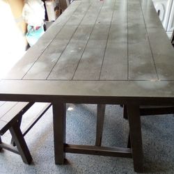 Grey Table With Bench And Three Chairs. $80 Firm!!!