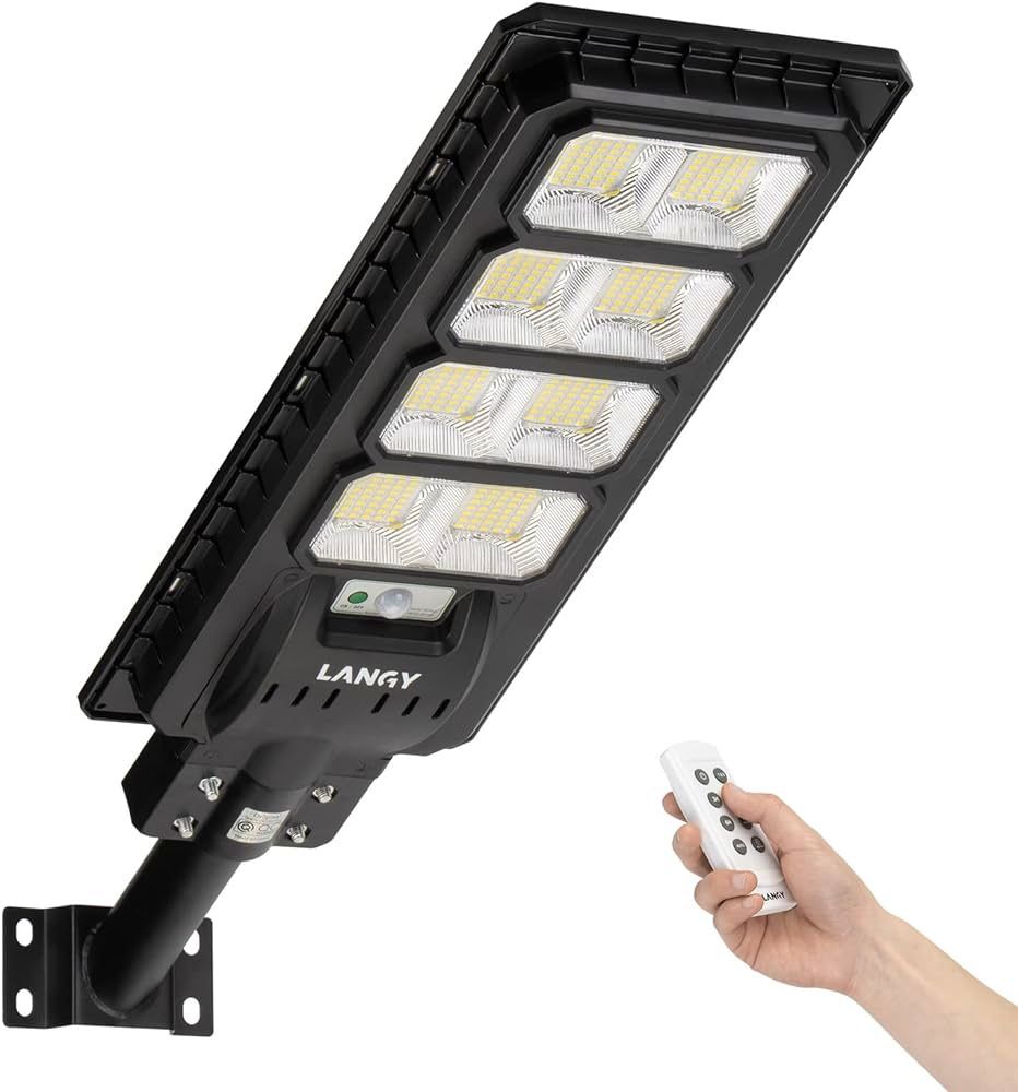 Upgraded Solar Street Lights 25000 Lumens, 20000mAH Battery, 360 Pcs LED Street Light Solar Powered with Remote Control, Dusk to Dawn Outdoor Security