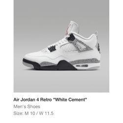 Jordan 4 White cement Size 10 