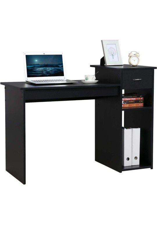 Computer Desk with Drawers and Storage Shelves
