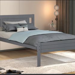 Twin Size Bed Frame Color Espresso Grey Or White