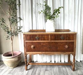 !!SOLD!! Restored Walnut Wood Credenza/Small Dresser