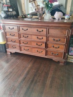 Large Wood Dresser with 12 Drawers