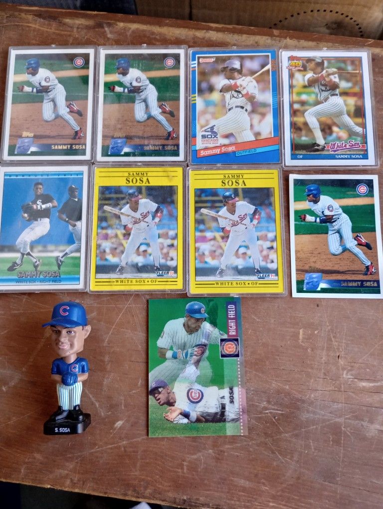 Assorted Sosa Baseball Cards and One Bobblehead