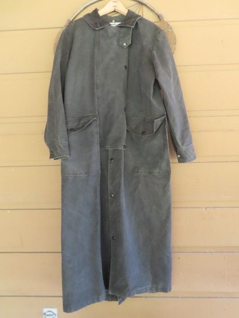 VTG Saddlesmith Outfitters by Action Thick black Denim Duster Ranch Coat, XXS