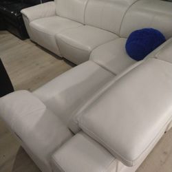 SECTIONAL GENUINE LEATHER RECLINER ELECTRIC WHITE COLOR.. DELIVERY SERVICE AVAILABLE ✅💥🚚