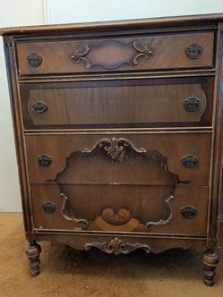 Antique Wood Dresser with Carved Details