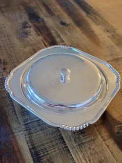 Harrods London Silver Plate Lidded Square Dish -- Vintage!