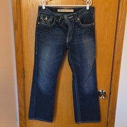BIG STAR Bootcut Blue Denim Jeans Medium Wash Vintage Collection Embroidered Men