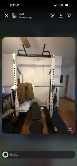Bench press and squat rack