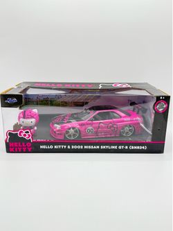 Jada Hello Kitty 2002 Nissan Skyline GT-R BNR34 1:24 Pink/Black Diecast