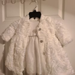 White Dress With Matching Coat 18 Months