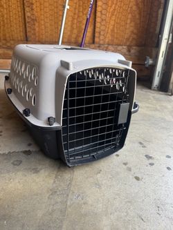 Vibrant Life Small Plastic Hard-Sided Pet Carrier, Black and Gray, 15 lb Limit