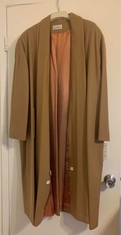 Vintage Sue Brett Long 100% Wool Slouch Coat Camel Brown Beige Women’s 2X-4X