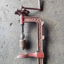 1899 Weedsport Drill Co. Weedsport N.Y. Crank wagon wheel tire drill press tool Antique Classic Vintage