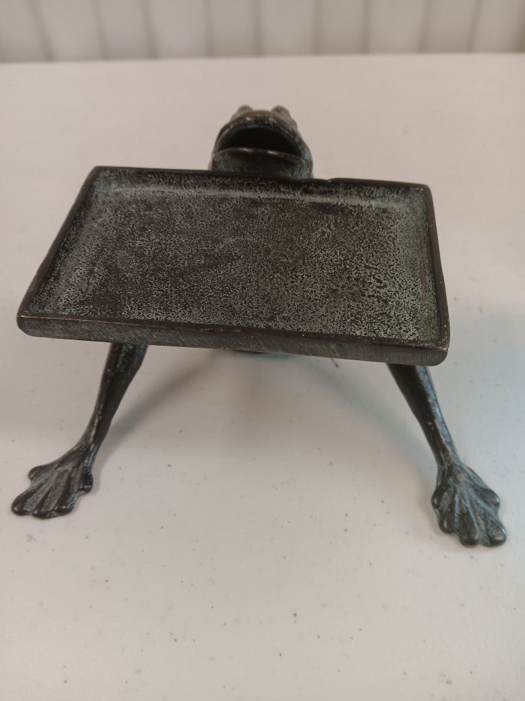 1980's Cast Bronze Frog Business Card Holder SPI