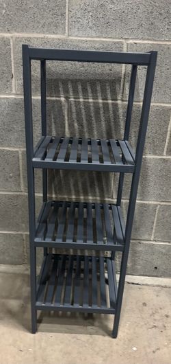 4-Tier Bamboo Shelf – Narrow Slatted Bathroom Shelf with Natural Wood Finish, Plant Stand  12.99"D × 12.99"W × 38.58"H.