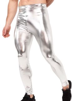 Sexy Silver Small Metallic Yoga Stretch Pants