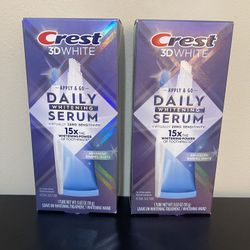 2 Pack Crest 3D Daily Whitening Serum Apply & Go Advanced Enamel White 15X