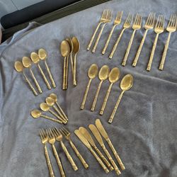 Vintage Bronze Nickel  Gold Flatware 