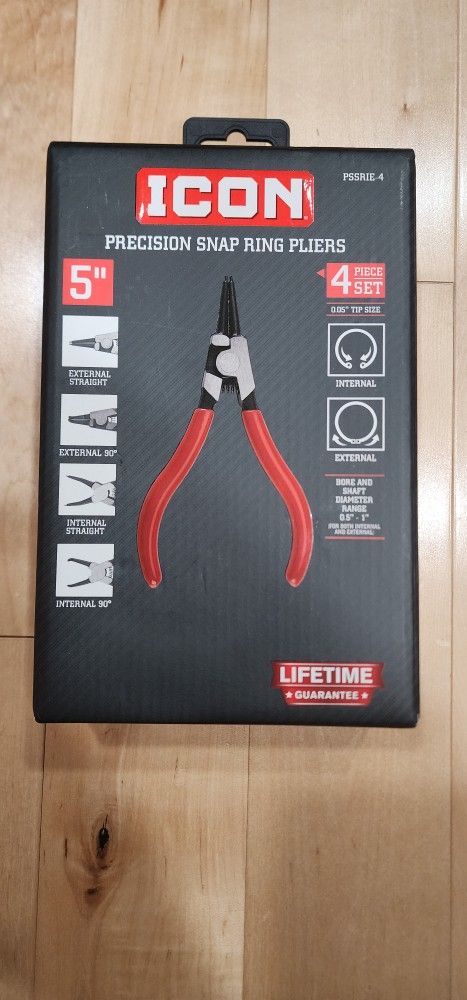 ICON PSSRIE-4 4pc Precision 5" Snap Ring Pliers  57796