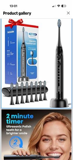 Onlyone Ultrasonic Electric Toothbrush for Adults, Rechargeable Electric Toothbrush with 8 Brush Heads, Travel Case, Charging Base & Wireless Charging