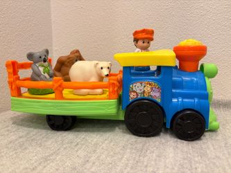Fisher-Price Little People Zoo Train Blue/Yellow w/ Animal Car & Figure