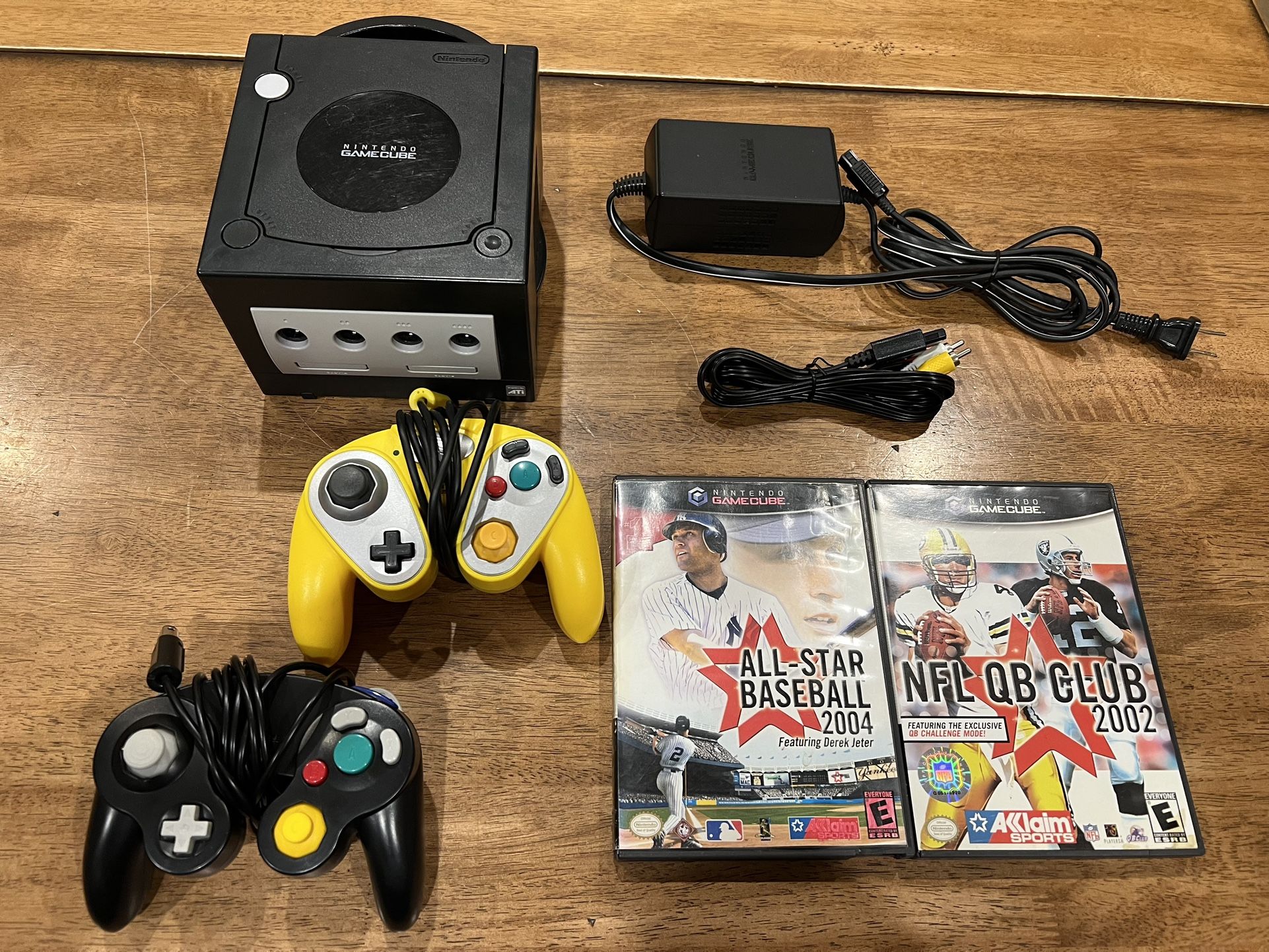 Nintendo GameCube Console DOL-001 Black w/ 2 Controllers, Cords, & 2 Games