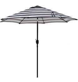 9' Patio Umbrella  with 8 Sturdy Ribs (Black and White)