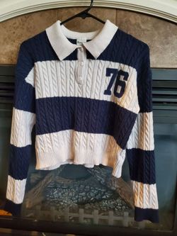 No Boundaries Cable Knit Polo Sweater size S
