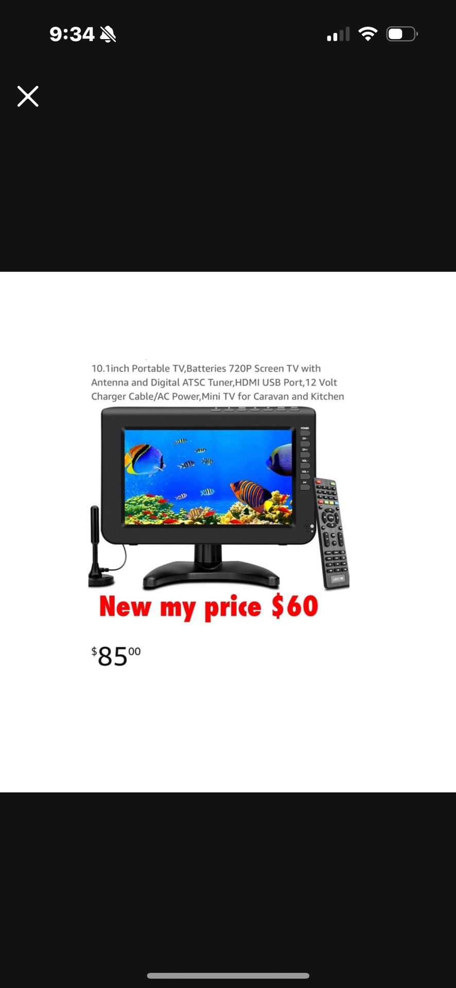 New 10.1inch Portable TV,Batteries 720P Screen TV with Antenna and Digital ATSC Tuner,HDMI USB Port,12 Volt Charger Cable/AC Power,Mini TV $60,New Products : American Fashion Style Bags On Sale
