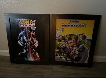 Sonic & Super Mario Kart Framed Decor