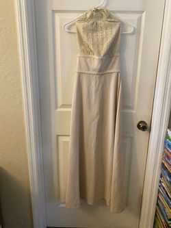 Elegant Cream Lace Halter Maxi Dress