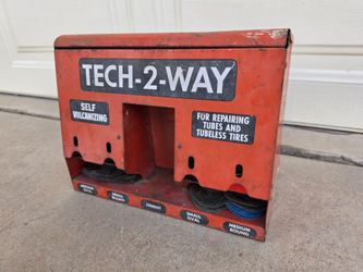 Tech-2-Way Tire Patch Repair Vintage Garage Mancave Storage Cabinet