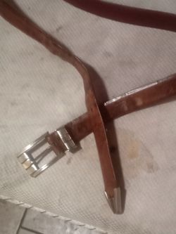 Brown Leather Belt with Silver Buckle