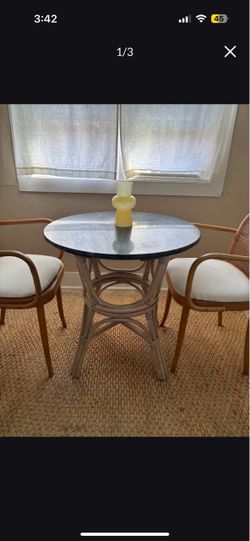 28” Marble Rattan Bistro Table
